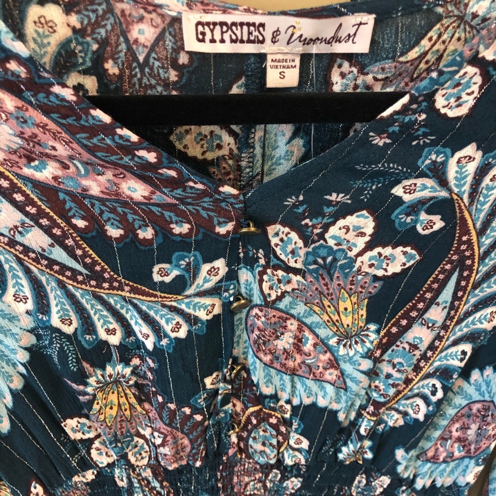 Gypsies & Moondust Shine Smocked Top